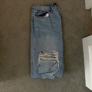 Tall high waisted straight Jeans with thigh hole